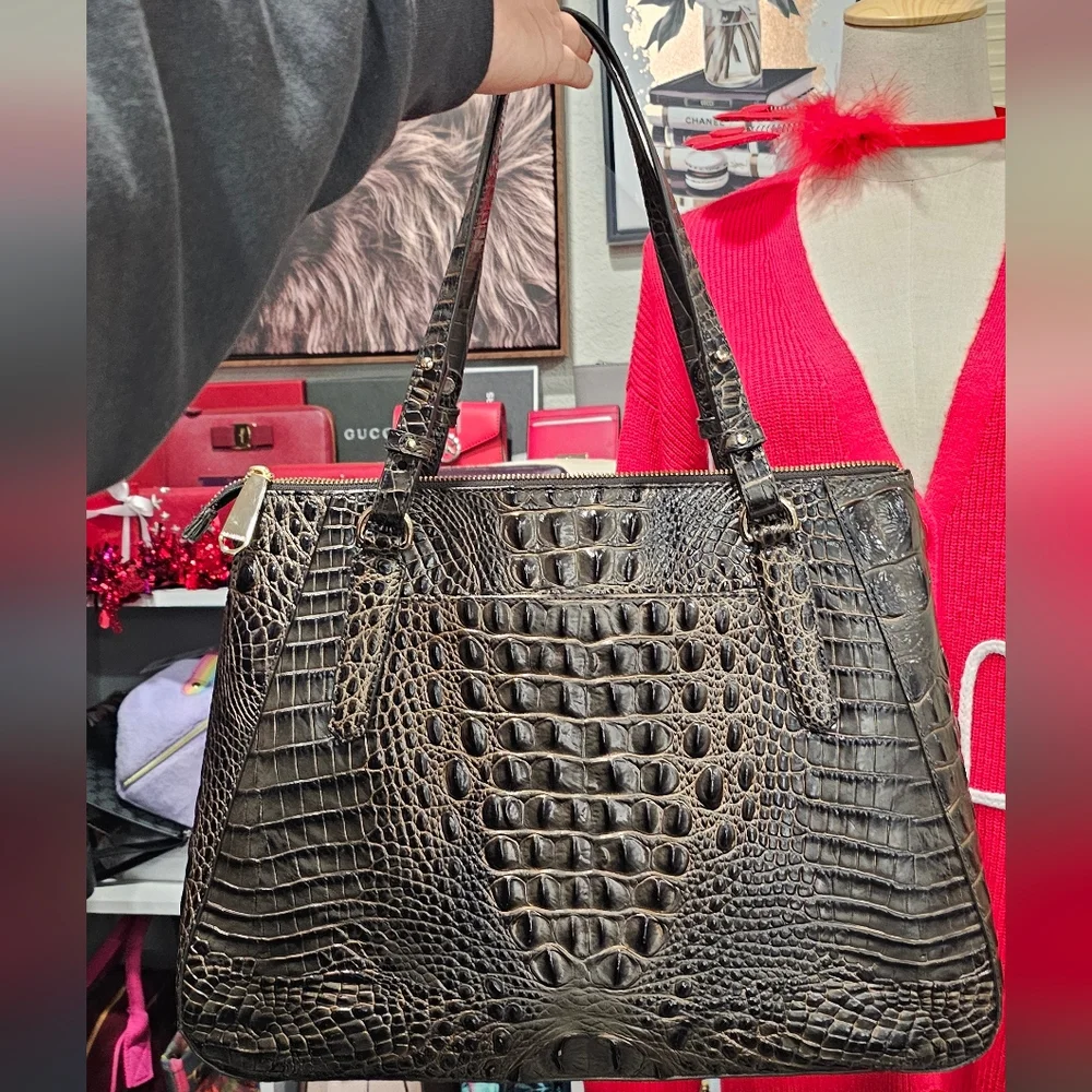 Brahmin Crocodile-Embossed Adina Shoulder Bag Nwot